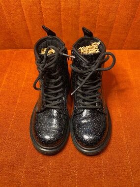 Girls Dr. Martens 1460 J Cosmic Glitter Black Lace Up Boots